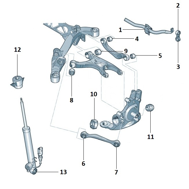 Ауди а4 б8 схема задней подвески